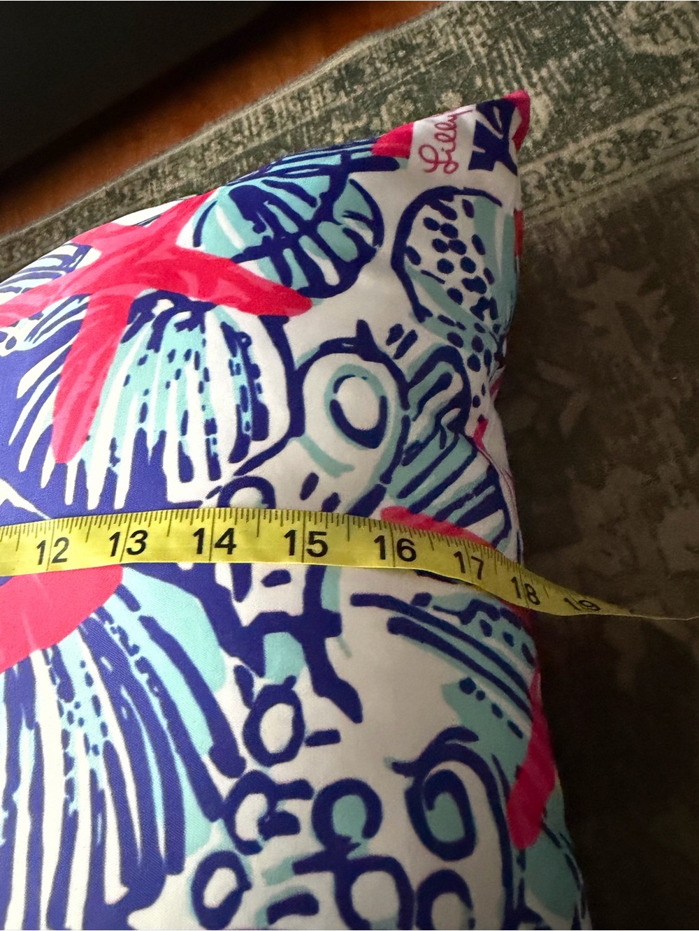 Lilly Pulitzer Tropical Shell Print Pillow - Pink & Blue - Picture 4 of 5
